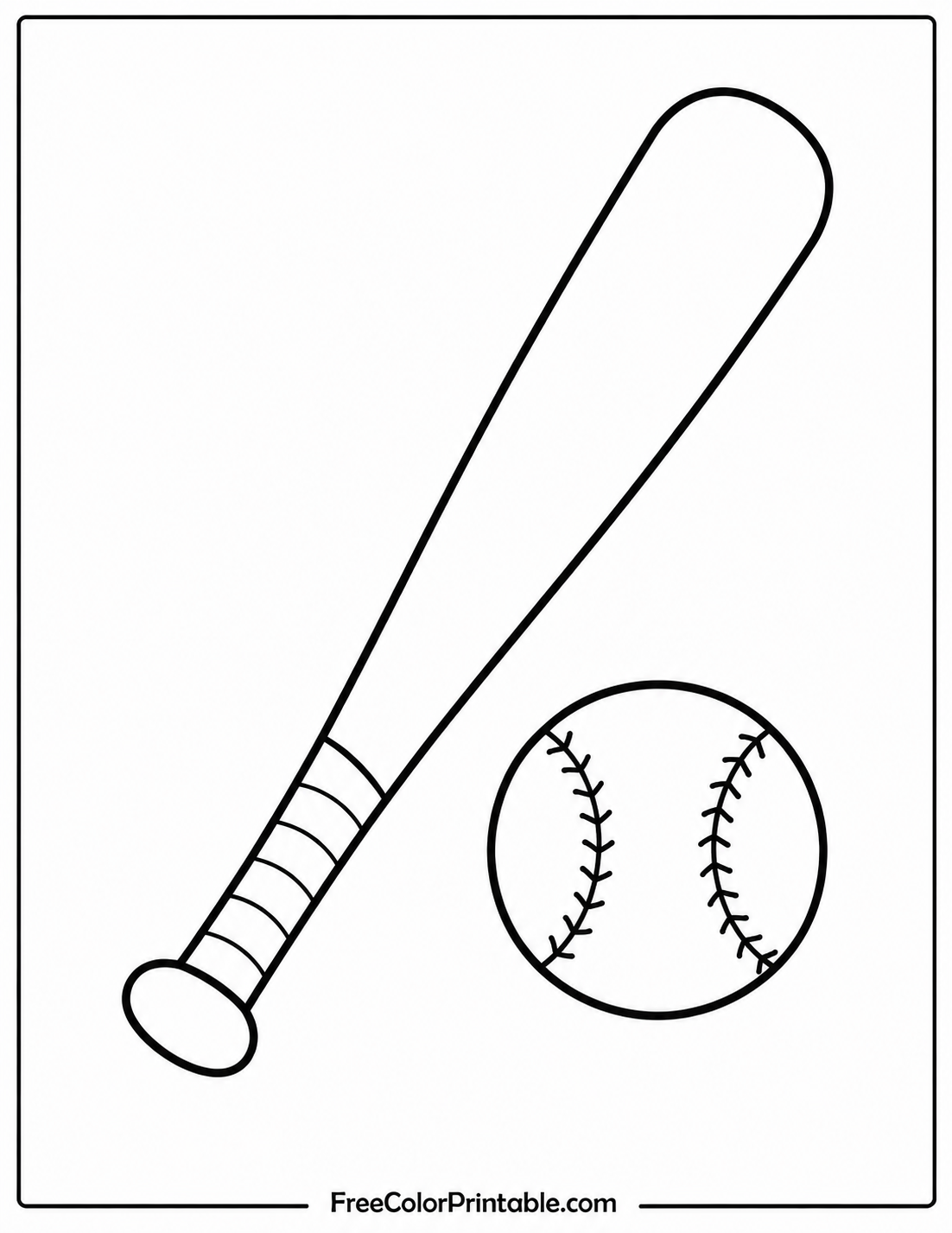 Baseball bat and ball coloring page Coloring Page — Free Printable — free printable coloring page